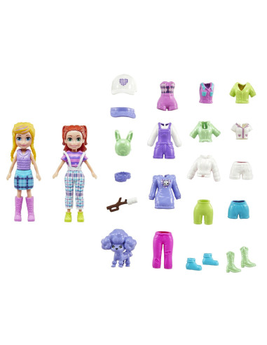 MTHNF51_JCB23,Polly Pocket Set 2 Papusi Si Accesorii 27 Piese