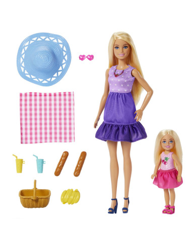 MTJBF43,Barbie Family And Friends Set Papusa Barbie Si Papusa Chelsea