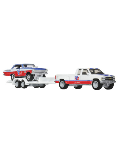 MTFLF56_HRV42,Hot Wheels Transportator Chevy Silverado 3500 88 Cu Masinuta Chevy Nova 63 Scara 1:64