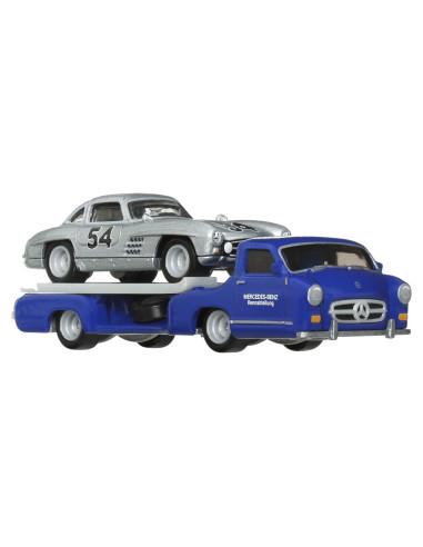 MTFLF56_HRV48,Hot Wheels Transportator Mercedes-benz 55 Blaues Wunder Cu Masinuta Mercedes-benz 300 Sl Scara 1:64