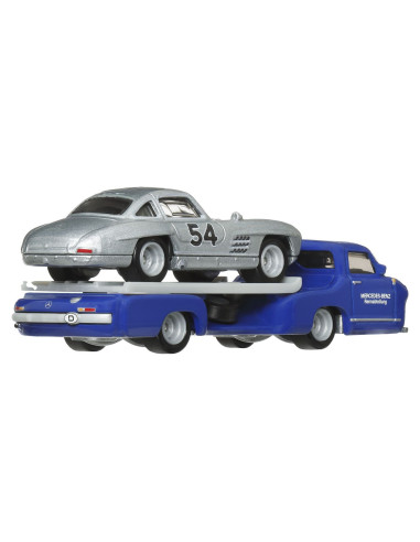 MTFLF56_HRV48,Hot Wheels Transportator Mercedes-benz 55 Blaues Wunder Cu Masinuta Mercedes-benz 300 Sl Scara 1:64