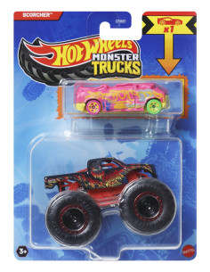 MTGRH81_JCG31,Hot Wheels Monster Truck Si Masinuta Metalica Scorcher