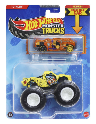 MTGRH81_JCG32,Hot Wheels Monster Truck Si Masinuta Metalica Totaled