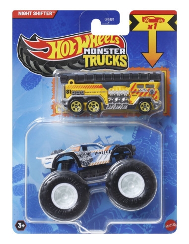MTGRH81_JCG38,Hot Wheels Monster Truck Si Masinuta Metalica Night Shifter