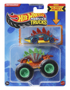 MTGRH81_JCG40,Hot Wheels Monster Truck Si Masinuta Metalica Motosaurus