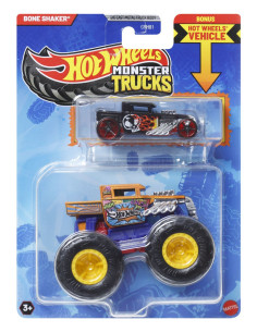 MTGRH81_JCG41,Hot Wheels Monster Truck Si Masinuta Metalica Bone Shaker