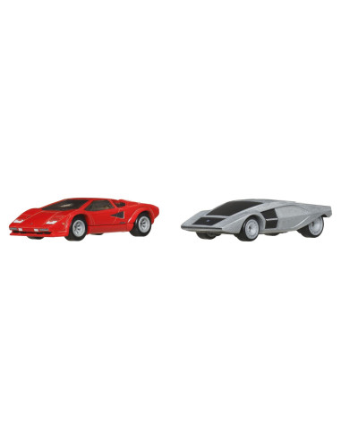 MTHBL96_JBL02,Hot Wheels Premium Set 2 Masinute Metalice Lamborghini Countach Lp5000 Qv Si Lancia Stratos Zero Scara 1:64