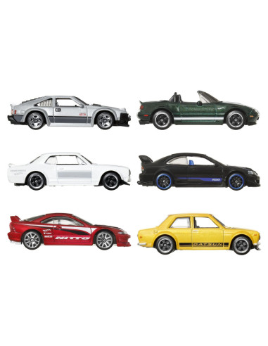 MTJBY77,Hot Wheels Silver Series Set 6 Masinute Metalice Tematica Japoneza