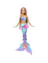 MTJDM72,Barbie Papusa Sirena Floare Magica Cu Par Blond Si Coada Albastra