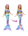 MTJDM72,Barbie Papusa Sirena Floare Magica Cu Par Blond Si Coada Albastra