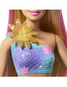 MTJDM72,Barbie Papusa Sirena Floare Magica Cu Par Blond Si Coada Albastra