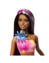 MTJDM73,Barbie Papusa Sirena Floarea Magica Cu Par Brunet Si Coada Roz