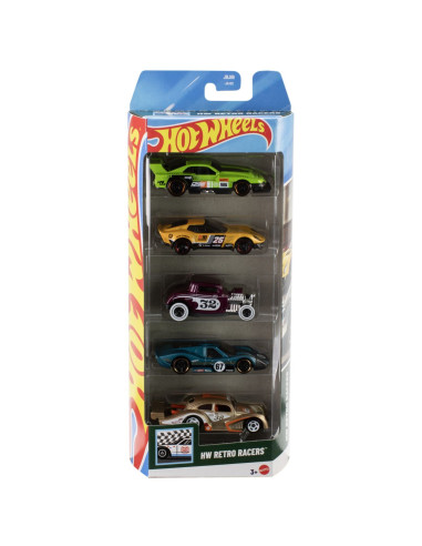 MT1806_JBJ86,Set 5 Masini Hot Wheels Hw Retro Racers