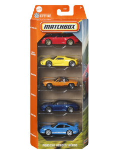 MTC1817_JBX28,Matchbox Set 5 Masinute Metalice Porsche Heroes Scara 1:64