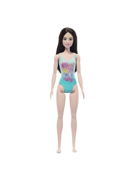 MTDWJ99_HXX51,Papusa Barbie Bruneta Cu Costum De Baie Albastru