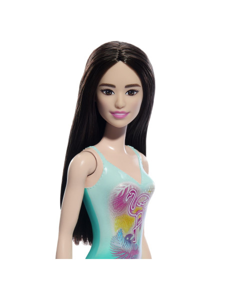 MTDWJ99_HXX51,Papusa Barbie Bruneta Cu Costum De Baie Albastru