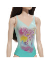 MTDWJ99_HXX51,Papusa Barbie Bruneta Cu Costum De Baie Albastru