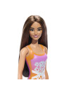 MTDWJ99_HXX50,Papusa Barbie Bruneta Cu Costum De Baie Inflorat