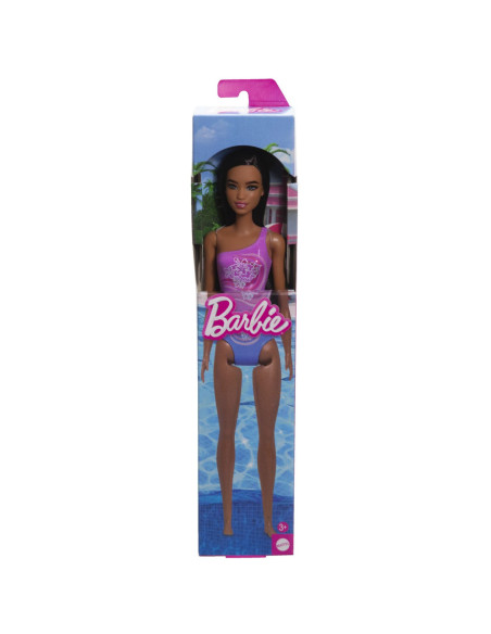 MTDWJ99_HXX49,Papusa Barbie Bruneta Cu Costum De Baie In Doua Culori