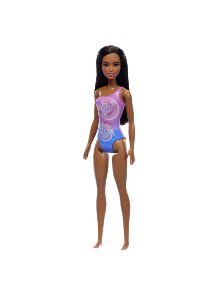 MTDWJ99_HXX49,Papusa Barbie Bruneta Cu Costum De Baie In Doua Culori