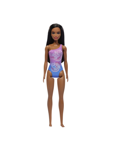 MTDWJ99_HXX49,Papusa Barbie Bruneta Cu Costum De Baie In Doua Culori