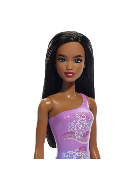 MTDWJ99_HXX49,Papusa Barbie Bruneta Cu Costum De Baie In Doua Culori