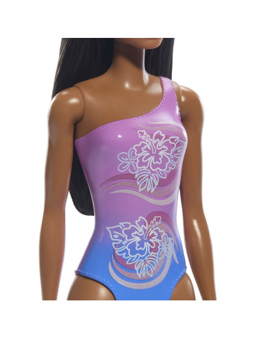 MTDWJ99_HXX49,Papusa Barbie Bruneta Cu Costum De Baie In Doua Culori