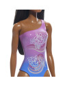 MTDWJ99_HXX49,Papusa Barbie Bruneta Cu Costum De Baie In Doua Culori