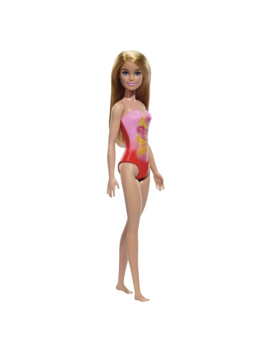 MTDWJ99_HXX48,Papusa Barbie Blonda Cu Costum De Baie Roz La Piscina