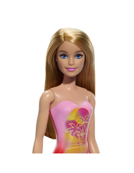 MTDWJ99_HXX48,Papusa Barbie Blonda Cu Costum De Baie Roz La Piscina