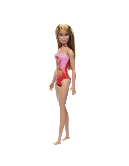 MTDWJ99_HXX48,Papusa Barbie Blonda Cu Costum De Baie Roz La Piscina