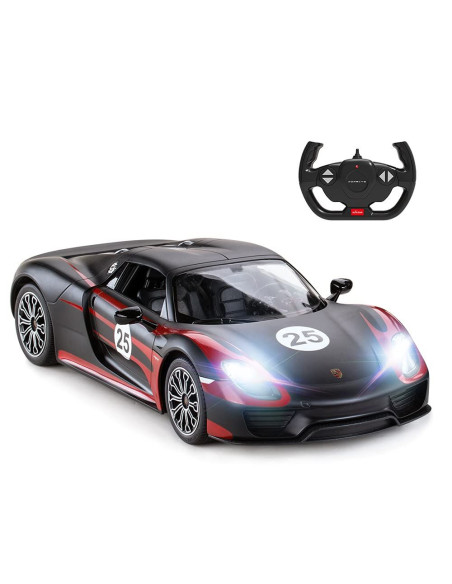 Ras70710_Negru,Masina Cu Telecomanda Porsche 918 Spyder Weissach Negru Scara 1 La 14