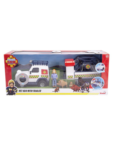 VV-109252624038,Pompierul Sam Vehicul Salvare Animale Cu Figurine Si Remorca