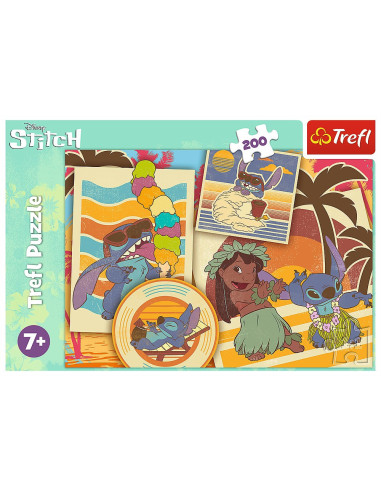 VV-13304,Puzzle Trefl 200 Stitch La Plaja Cu Lilo Si Stitch