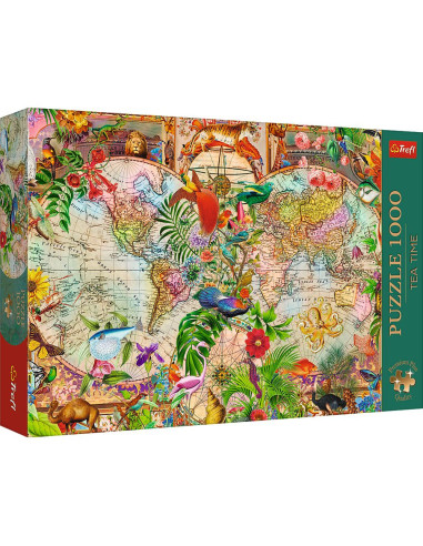 VV-12077,Puzzle Trefl 1000 Premium Plus Tea Time Harta Antica A Lumii