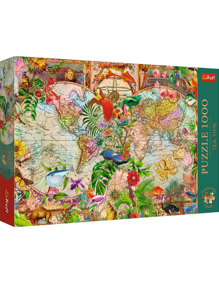 VV-12077,Puzzle Trefl 1000 Premium Plus Tea Time Harta Antica A Lumii