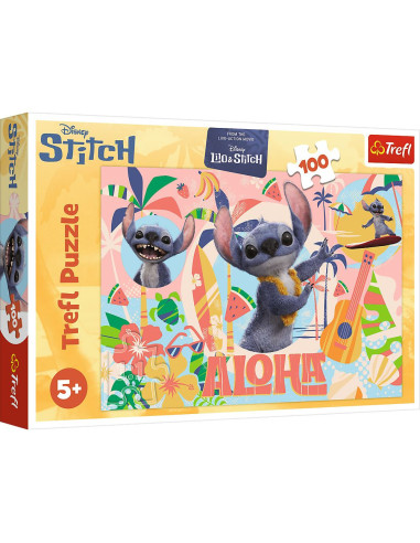 VV-16495,Puzzle Trefl 100 Disney Stitch Si Prietenii In Actiune