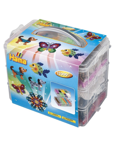 Ha6751,Margele HAMA MIDI 12000 buc in cutie de depozitare MARE cu 3 plansete