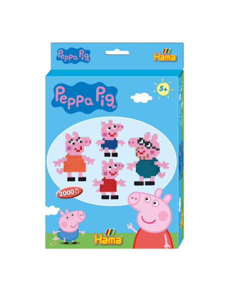 Ha7965,Peppa Pig - 2000 margele de calcat Hama midi si o planseta in cutie cu agatator
