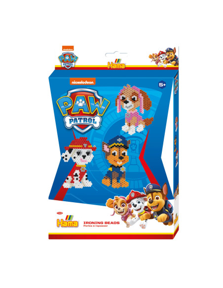 Ha7966,Patrula catelusilor, Paw Patrol, 2000 de margele Hama midi si o planseta hexagon in cutie cu agatator