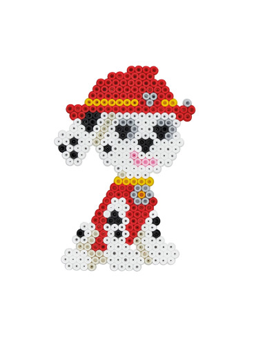 Ha7966,Patrula catelusilor, Paw Patrol, 2000 de margele Hama midi si o planseta hexagon in cutie cu agatator
