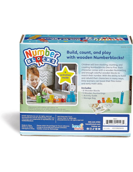 HM96931-UK,Cuburi din lemn Numberblocks - De la 1 la 5
