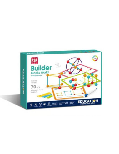 Set de constructie STEAM - Forme 3D (70 piese)