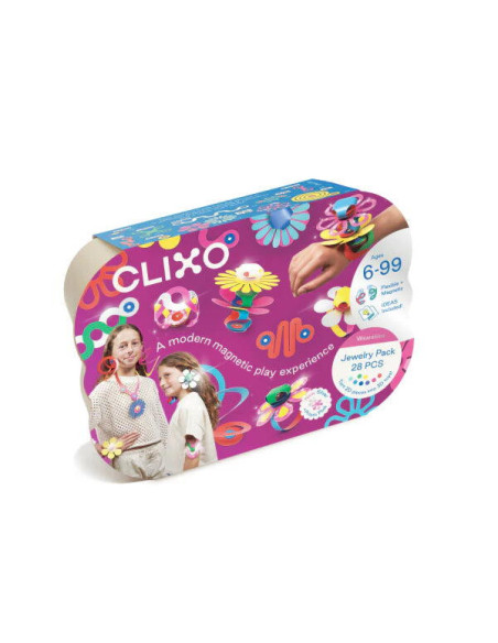 CL-WEAR-RB-1,Clixo® joc magnetic de construit - Bijuterii colorate (28 piese)