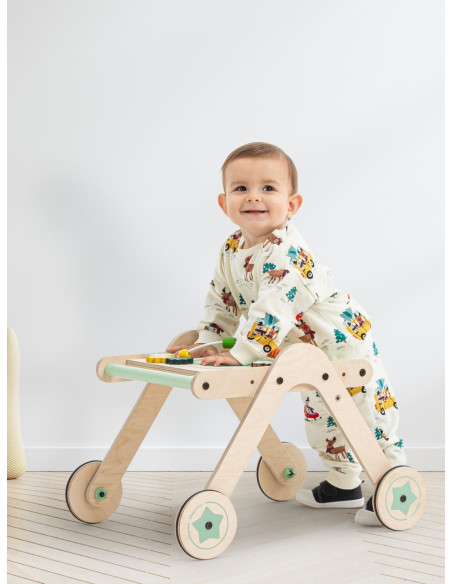 UP-Mtyz_4in1,Antepremergator din lemn 4 in 1 MamaToyz cu masuta de activitati