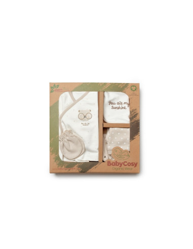 UP-BC-CSY8126,Set de 5 piese pentru nou nascut, 100% bumbac organic, TeddyBear, BabyCosy