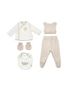 UP-BC-CSY8126,Set de 5 piese pentru nou nascut, 100% bumbac organic, TeddyBear, BabyCosy