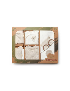 UP-BC-CSY8125,Set de 10 piese pentru nou nascut, 100% bumbac organic, TeddyBear, BabyCosy