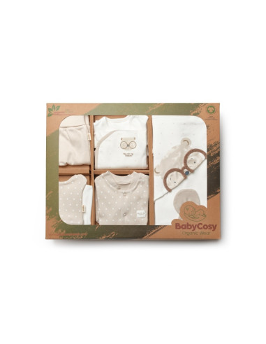 UP-BC-CSY8125,Set de 10 piese pentru nou nascut, 100% bumbac organic, TeddyBear, BabyCosy