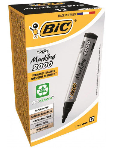 Marker permanent BIC 2000, negru, 12 buc/cutie,ROB-8209153
